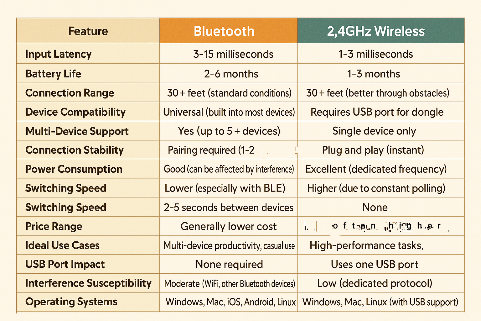 Bluetooth vs. 2.4 GHz connection on a mechanical keyboard