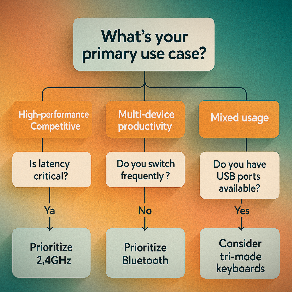 bluetooth vs 2.4 ghz keyboard comparaison chart